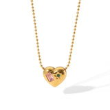 18K Gold Bead Chain With Zirconium Heart Shaped – Jewelry Gift Ideas — 5