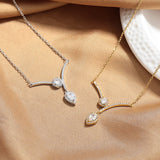 Micro Inlaid Zircon Water Drop V-shaped Necklace – Jewelry Gift Ideas — 4