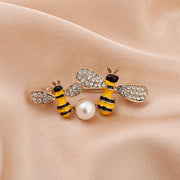 Cartoon Cute Bee Zircon Diamond Pearl Brooch – Jewelry Gift Ideas — 5