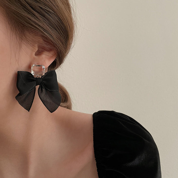 925 Silver Needle And Diamond Gauze Bow Earrings – Unique Gift Ideas — 1