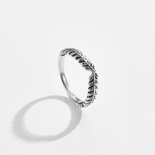 925 Sterling Silver Leaf Ring Retro Blemish – Stylish Gifts — 2