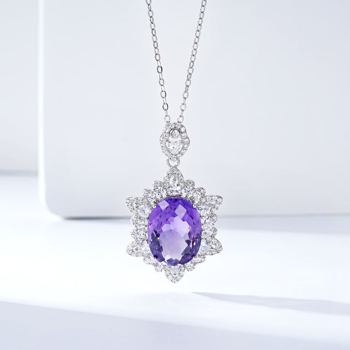 Geometric Denier Amethyst Pendant Sterling Silver – Jewelry Gift Ideas — 1