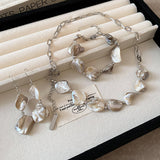 Shell Chain Stitching Earring Bracelet Necklace – Jewelry Gift Ideas — 3