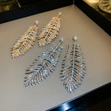 Women's Studded Leaf Feather Earrings – Gifts for Her — 2