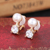 Charm Inlaid Zircon Pearl Earrings Without Piercing – Birthday Gifts — 3