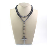 Cross Pendant Black Glitter Matte Agate – Jewelry Gift Ideas — 4