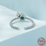 Sterling Silver S925 Malachite Open Ring – Thoughtful Gifts — 4