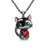 Black Cat Necklace Red Blue Purple White Heart – Jewelry Gift Ideas — 1