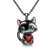 Black Cat Necklace Red Blue Purple White Heart – Jewelry Gift Ideas — 1