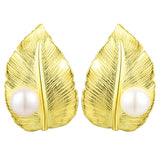 Sterling Silver Leaf Pearl Earrings – Gift Ideas — 4