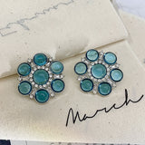 Women Girl Vintage Blue Crystal Earrings – Gifts for Her — 19