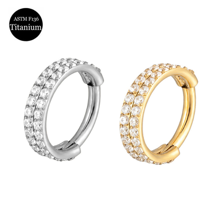 Titanium Nose Ring Double-layer Piercing Earrings Inlaid – Gift Ideas — 1