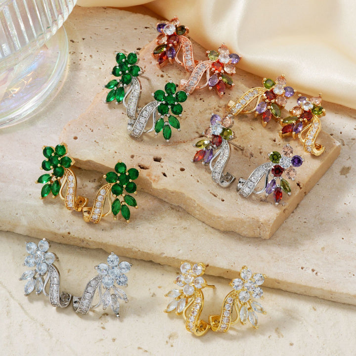 Women's Colorful Zircon Crystal Stud Earrings – Gifts for Her — 1