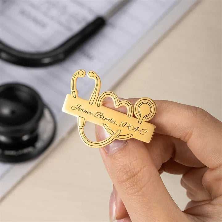 Smooth Engraved Name Stethoscope Brooch – Jewelry Gift Ideas — 1