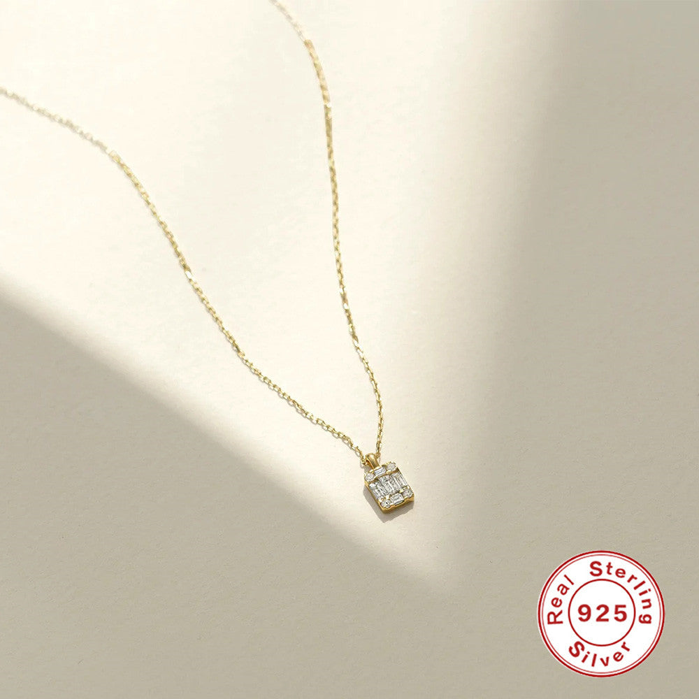 Ins Wind S925 Sterling Silver Square Tag Diamond – Jewelry Gift Ideas — 1