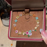 Colorful Rhinestone Flower Necklace Bracelet Stud – Jewelry Gift Ideas — 2