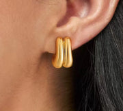 Amarite Double Loop Gold Earrings – Thoughtful Gifts — 2