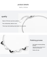 S925 Sterling Silver Black Epoxy Heart Bracelet – Jewelry Gift Ideas — 6