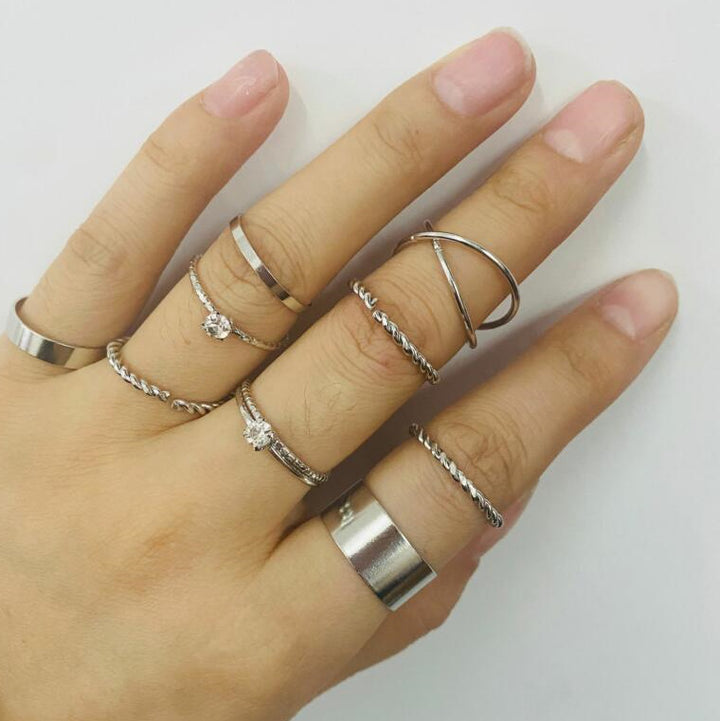 Ring Set Retro Diamonds Winding Knot Set – Practical Gifts — 1