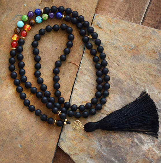 7 Colors 108 PCs Frosted Agate Reiki Charm Tassel – Jewelry Gift Ideas — 1