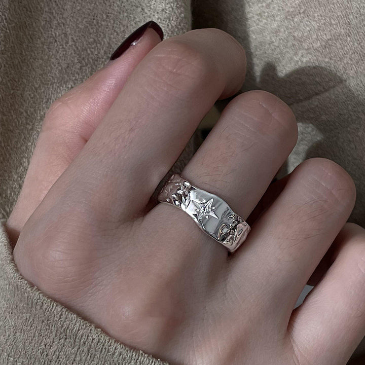Texture Metal Asterism Open Ring For Women – Gifts for Her — 3