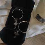 Punk Rock Dark Girl Cutout Cross Earrings – Gifts for Kids — 4