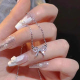 Full Diamond Bow Pendant Necklace Accessories – Jewelry Gift Ideas — 5