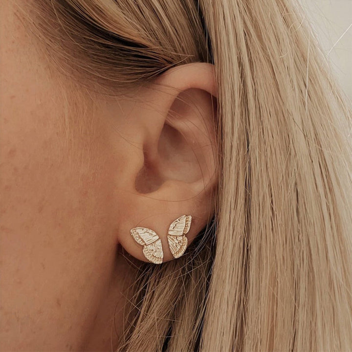 Stud Earrings Butterfly Wings Simple Half Wing – Meaningful Gifts — 1