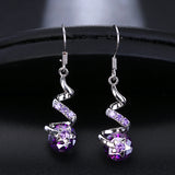 Purple Zircon Spiral Ear Hook Earrings – Small Gift Ideas — 7