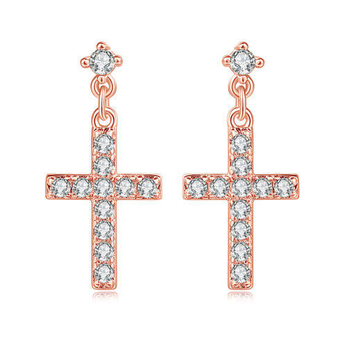 Cross Earrings Real Gold-plated Zircon – Jewelry Gift Ideas — 1