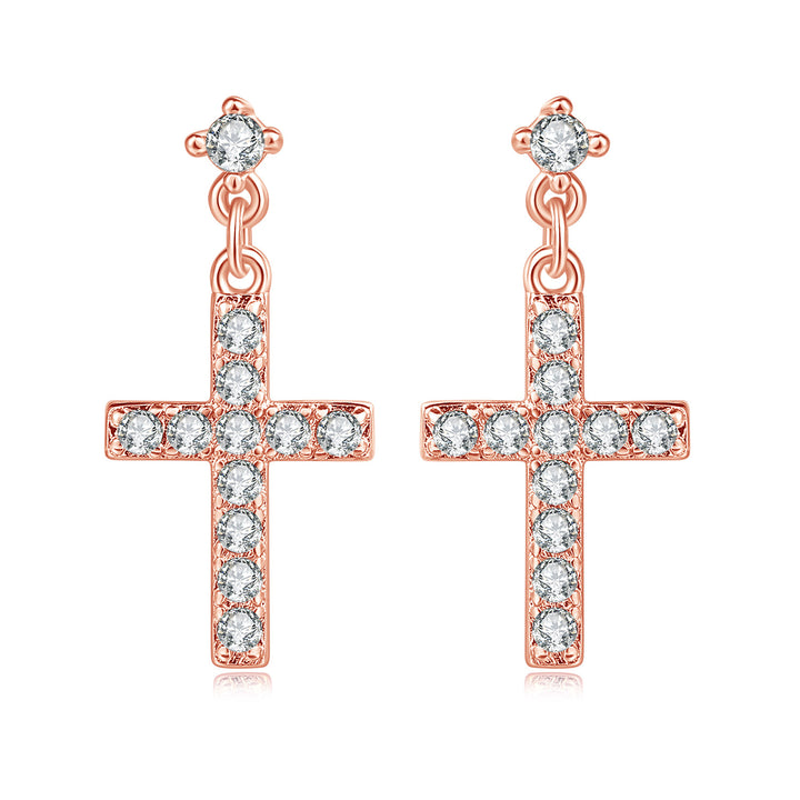 Cross Earrings Real Gold-plated Zircon – Jewelry Gift Ideas — 1