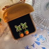 Beautiful Japanese Girl Orange Glass Stud Earrings – Gifts for Kids — 3