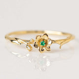 12yue Flower Birthstone Ring Copper Inlaid Zircon – Everyday Gifts — 14