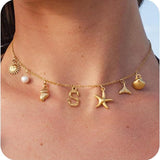 26 Bamboo Letter Necklace Starfish Shell Conch – Jewelry Gift Ideas — 15