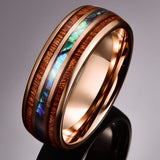 Rose Gold Wood Grain Shell Titanium Steel Ring – Useful Gifts — 8