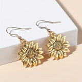 Simple Metal Ear Hook Sunflower Flower Earrings – Birthday Gifts — 1
