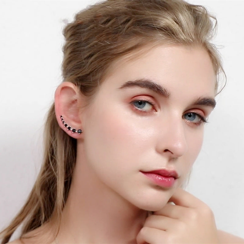 Super Shiny Black Zircon Long Round Earrings – Gift Ideas — 1
