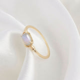 Silver Gilded Ring Natural Blue Light Elongated – Practical Gifts — 5