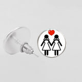 LGBT Pride Round Glass Stud Earrings Gay Lesbian – Stylish Gifts — 12
