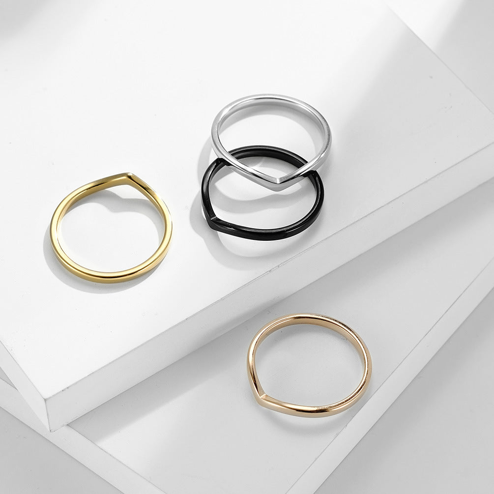 Ladies Glossy Circle Stackable Rose Gold Tail Ring – Meaningful Gifts — 1