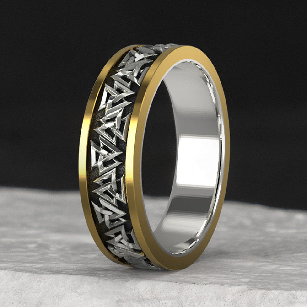Viking Knot Silver Set Bronze Ring Male – Gifts for Him — 1