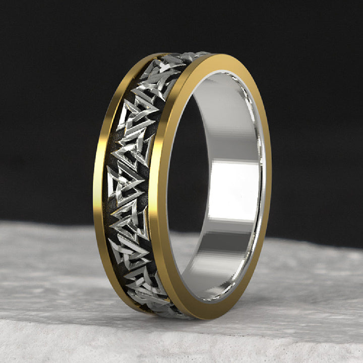 Viking Knot Silver Set Bronze Ring Male – Gifts for Him — 1