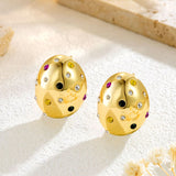 Titanium Steel Irregular Oval Mosaic Color Zircon – Birthday Gifts — 3