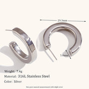 Square Line Hollow C- Shaped Ear Ring Stainless – Practical Gifts — 13