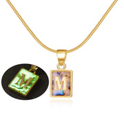 26 Letter Square Necklace Colorful Shell Luminous – Jewelry Gift Ideas — 8