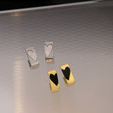 Silver Needle Geometric Square Love Earrings – Gifts for Couples — 1