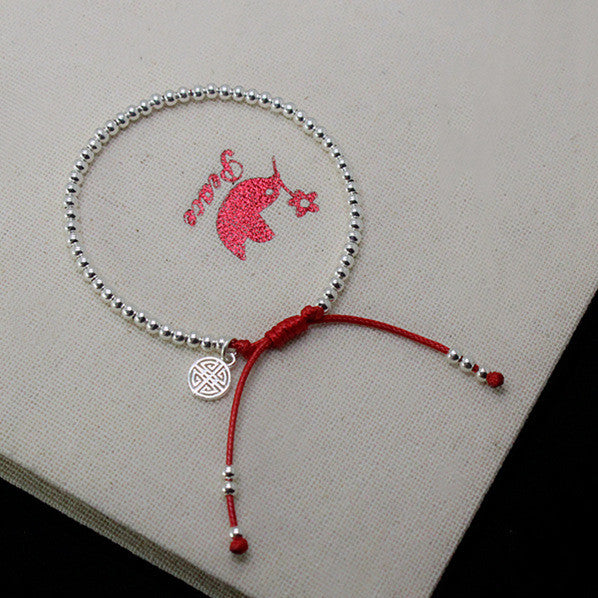 Sterling Silver Happy Word Tag Silver Beaded Red – Jewelry Gift Ideas — 1