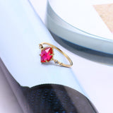 Olive Shaped Red Corundum Ring – Unique Gift Ideas — 4