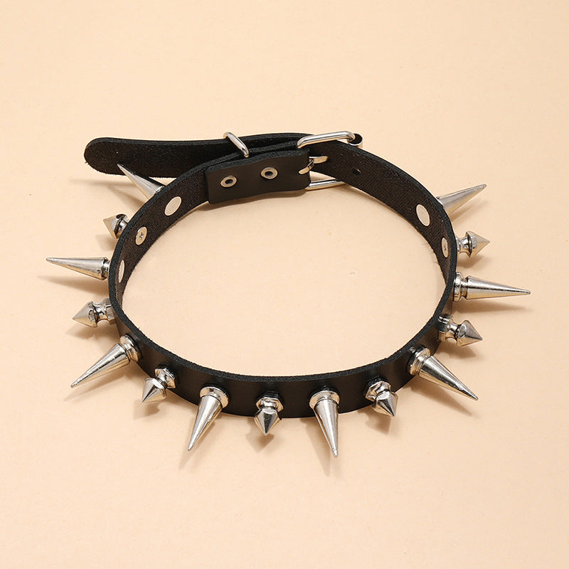 Black Punk Rock Leather Necklace Necklace – Jewelry Gift Ideas — 1