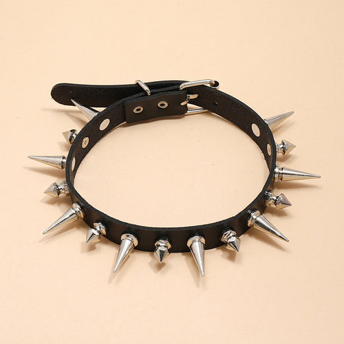 Black Punk Rock Leather Necklace Necklace – Jewelry Gift Ideas — 1